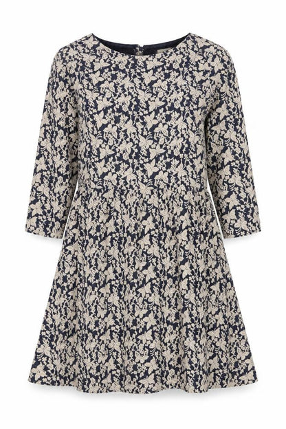 Oasis Women Blue Floral Jacquard Fit & Flare Dress Size S
