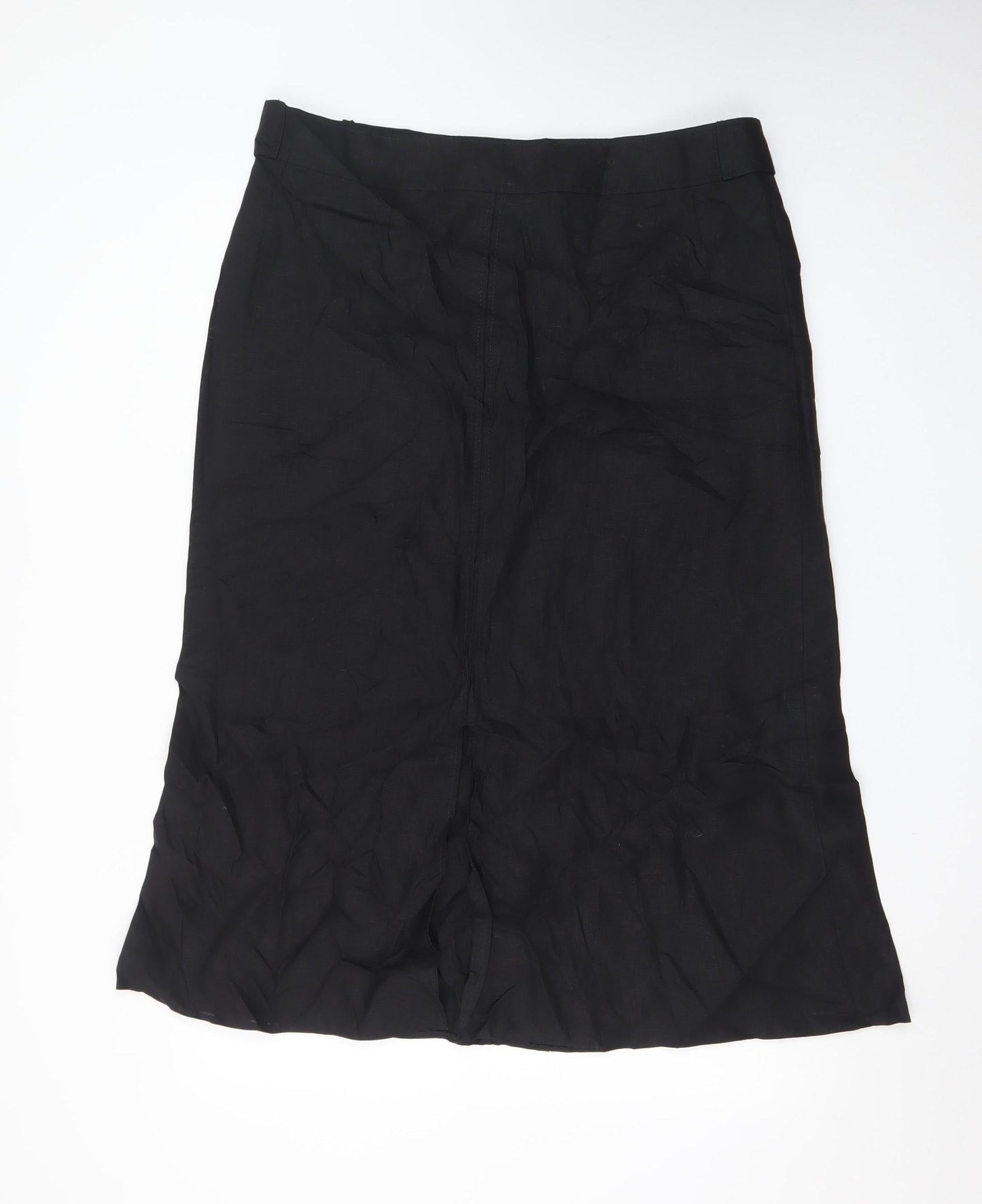 Marks and Spencer Women Black Linen Midi A-Line Skirt UK 16