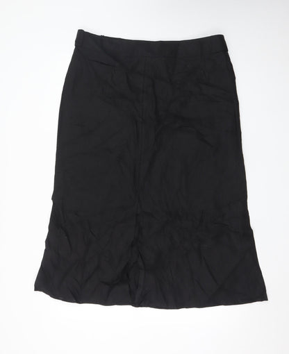 Marks and Spencer Women Black Linen Midi A-Line Skirt UK 16