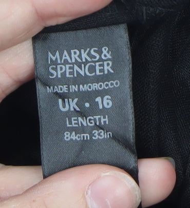 Marks and Spencer Women Black Linen Midi A-Line Skirt UK 16