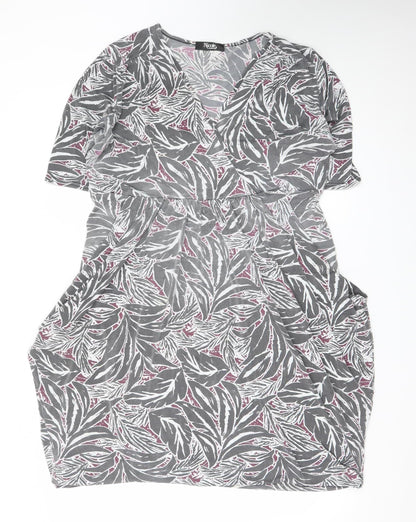 Nicole Collection Women's Grey Floral Wrap Dress Size L