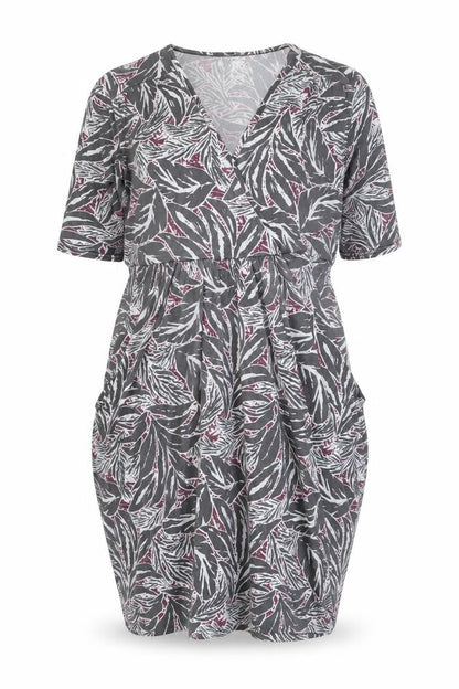 Nicole Collection Women's Grey Floral Wrap Dress Size L