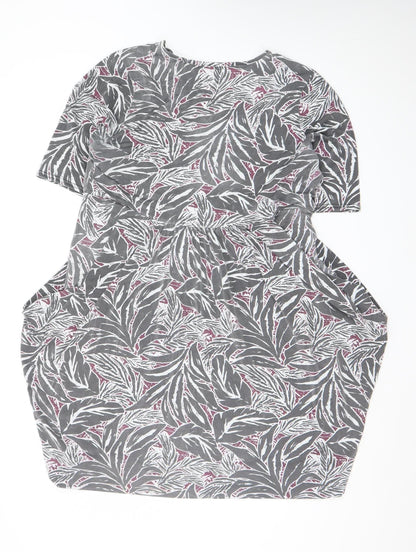 Nicole Collection Women's Grey Floral Wrap Dress Size L