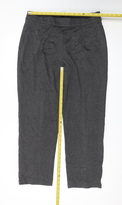Marks and Spencer Women Grey Houndstooth Stretch Trousers Size 16