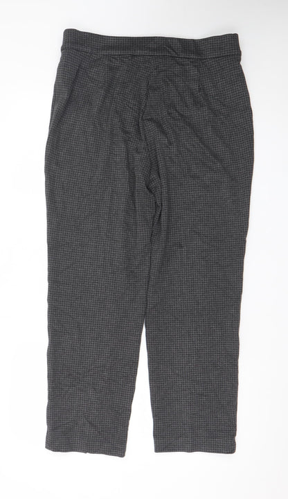 Marks and Spencer Women Grey Houndstooth Stretch Trousers Size 16