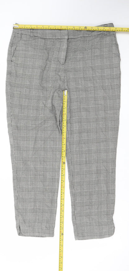 Tu Women’s Grey Check Stretch Tapered Work Trousers Size 14S