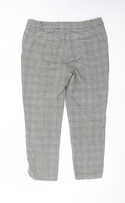 Tu Women’s Grey Check Stretch Tapered Work Trousers Size 14S