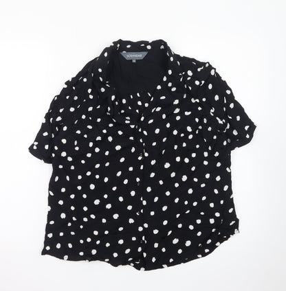 Sosandar Women’s Black Polka Dot Short Sleeve Collared Blouse Size 14