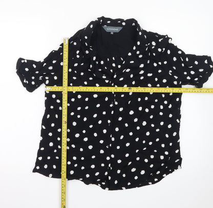 Sosandar Women’s Black Polka Dot Short Sleeve Collared Blouse Size 14