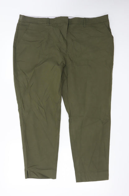 Marks and Spencer Womens Green Chino Trousers Size 18 Regular Fit