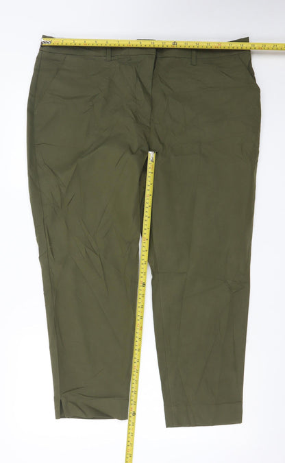Marks and Spencer Womens Green Chino Trousers Size 18 Regular Fit
