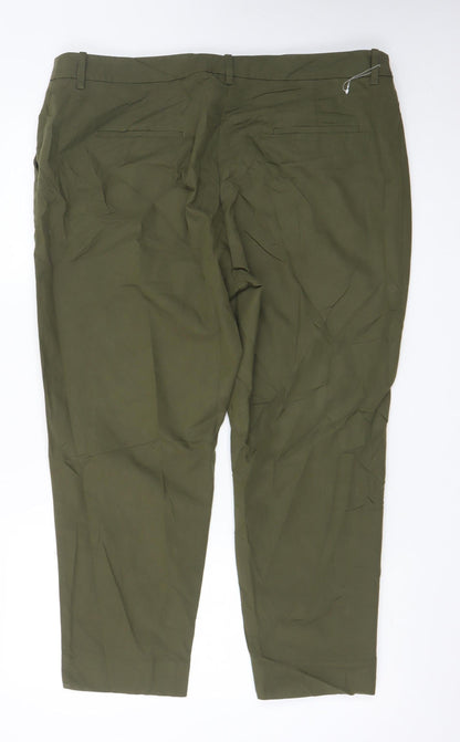 Marks and Spencer Womens Green Chino Trousers Size 18 Regular Fit