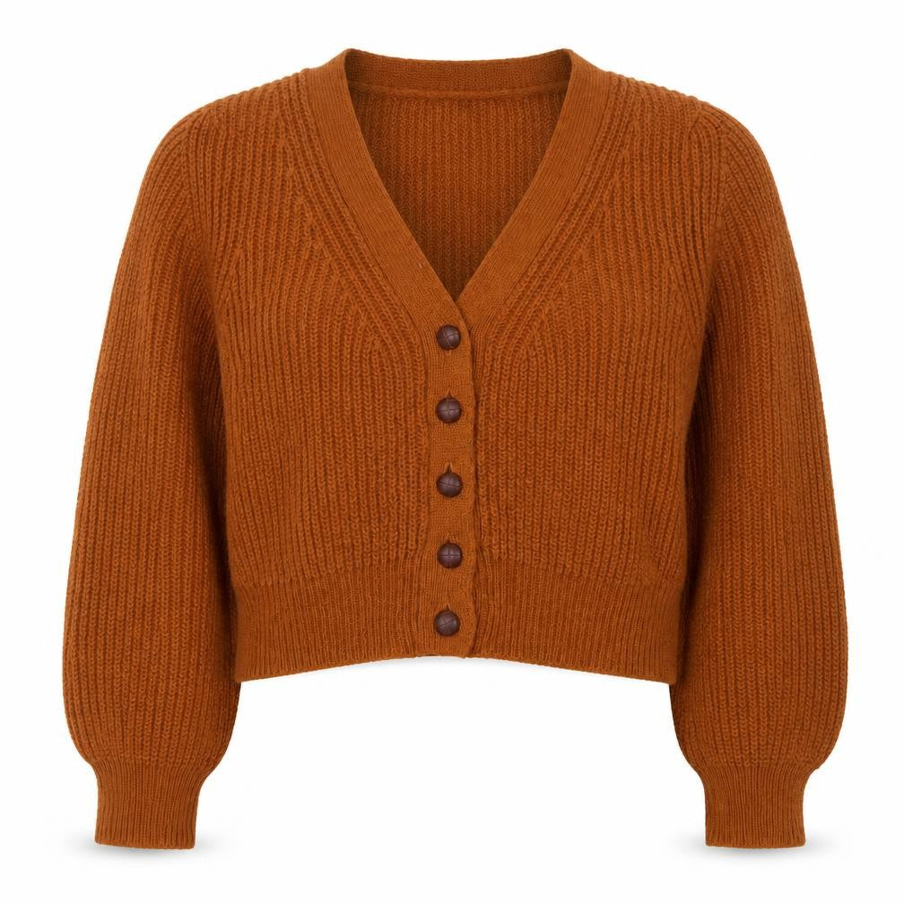 The Kooples Women's Brown Mohair Blend V-Neck Cardigan Size S