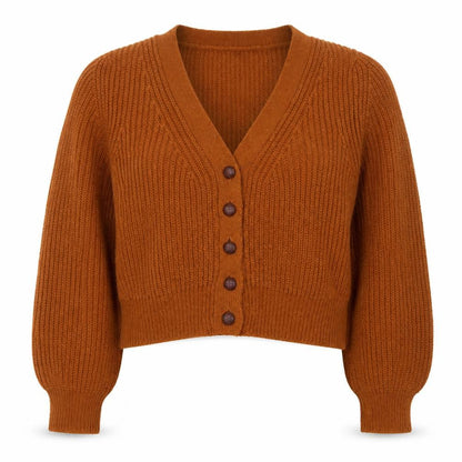 The Kooples Women's Brown Mohair Blend V-Neck Cardigan Size S