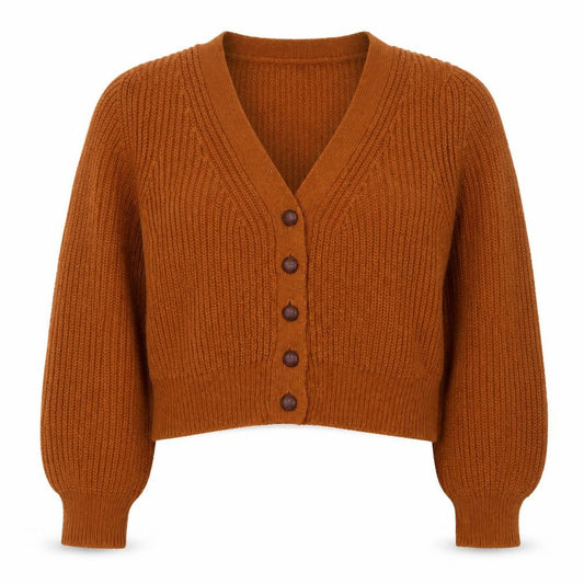 The Kooples Women's Brown Mohair Blend V-Neck Cardigan Size S