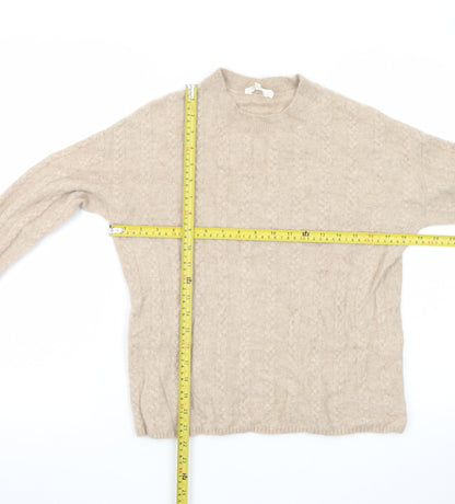 LILYSILK Women's Beige Cashmere Cable Knit Jumper Size S
