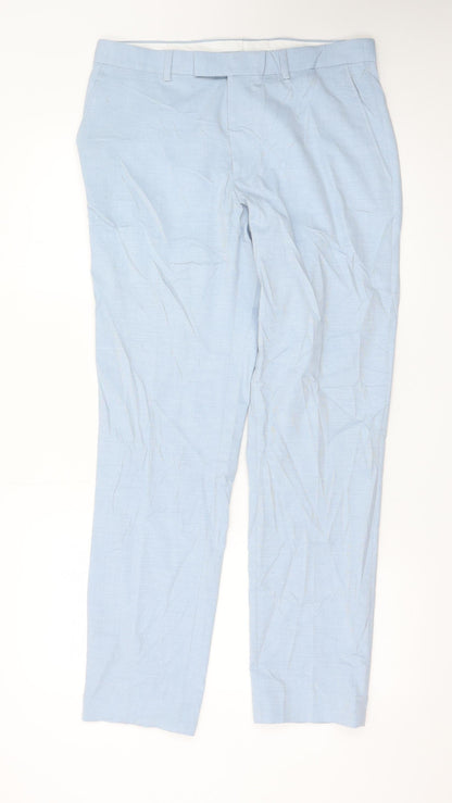 Marks and Spencer Men's Blue Regular Fit Chino Trousers Size 32R