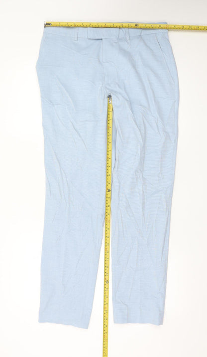 Marks and Spencer Men's Blue Regular Fit Chino Trousers Size 32R