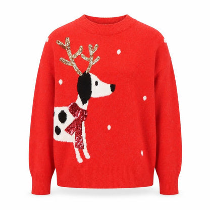 Tu Womens Red Dog Christmas Jumper Size 14 Crew Neck Pullover