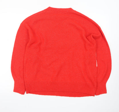 Tu Womens Red Dog Christmas Jumper Size 14 Crew Neck Pullover
