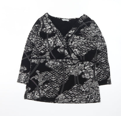 Marks and Spencer Women’s Black Floral Wrap Blouse UK 18