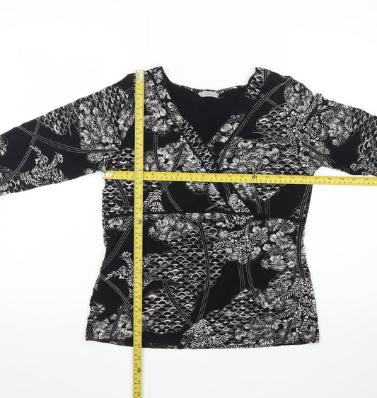Marks and Spencer Women’s Black Floral Wrap Blouse UK 18