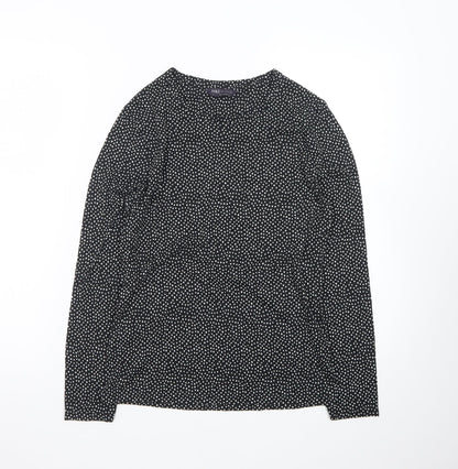 Marks and Spencer Womens Black Polka Dot Long Sleeve Jersey Top Size 8