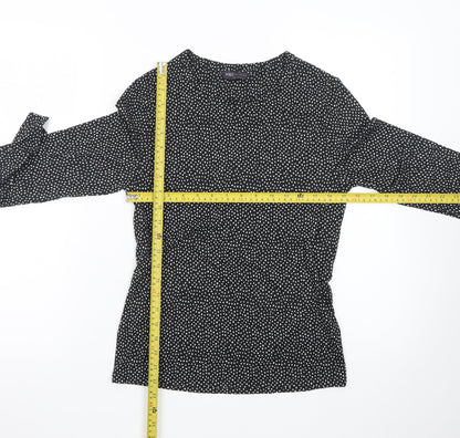 Marks and Spencer Womens Black Polka Dot Long Sleeve Jersey Top Size 8