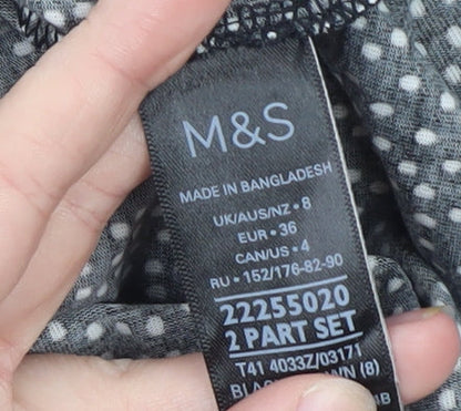 Marks and Spencer Womens Black Polka Dot Long Sleeve Jersey Top Size 8