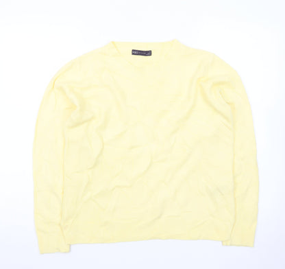 Marks and Spencer Women Yellow Crew Neck Cotton Jumper Size 14