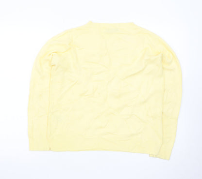 Marks and Spencer Women Yellow Crew Neck Cotton Jumper Size 14