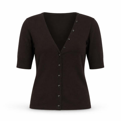Marks and Spencer Women Brown Button-Up Knit Top Size 10