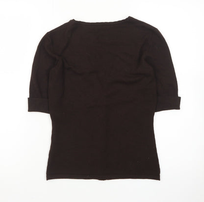 Marks and Spencer Women Brown Button-Up Knit Top Size 10