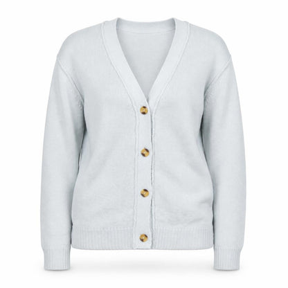Boohoo Women’s Grey V-Neck Button Cardigan Size L