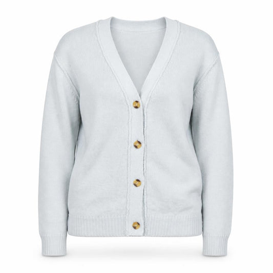 Boohoo Women’s Grey V-Neck Button Cardigan Size L