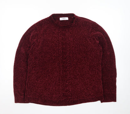 Classic Women's Burgundy Chenille Knit Jumper M