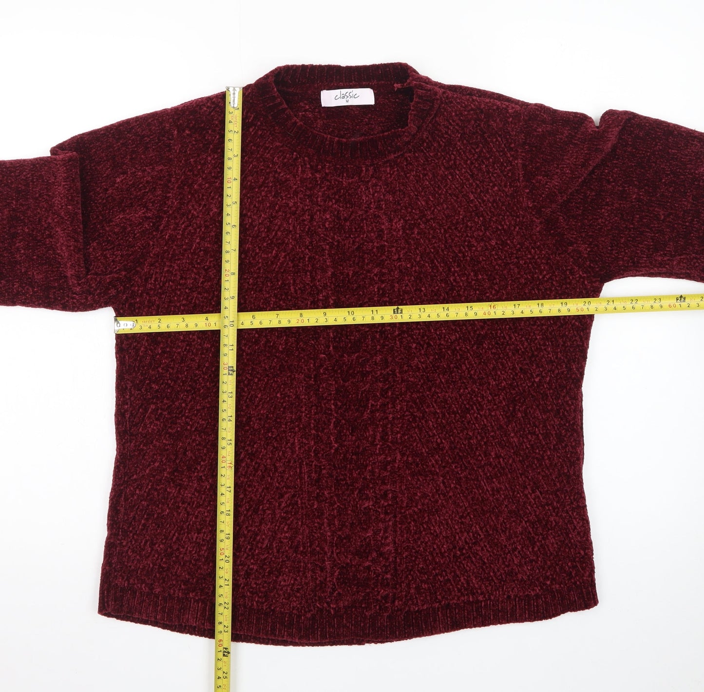 Classic Women's Burgundy Chenille Knit Jumper M