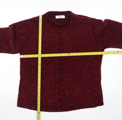 Classic Women's Burgundy Chenille Knit Jumper M
