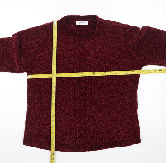 Classic Women's Burgundy Chenille Knit Jumper M