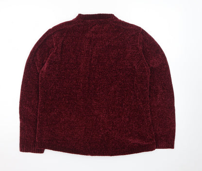 Classic Women's Burgundy Chenille Knit Jumper M