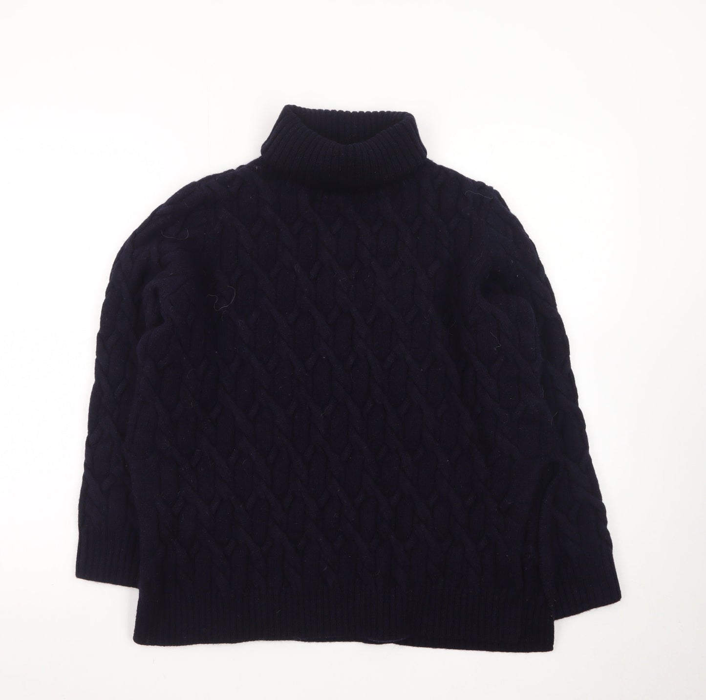 COS Women Black Wool Cable-Knit Roll Neck Jumper Size 12
