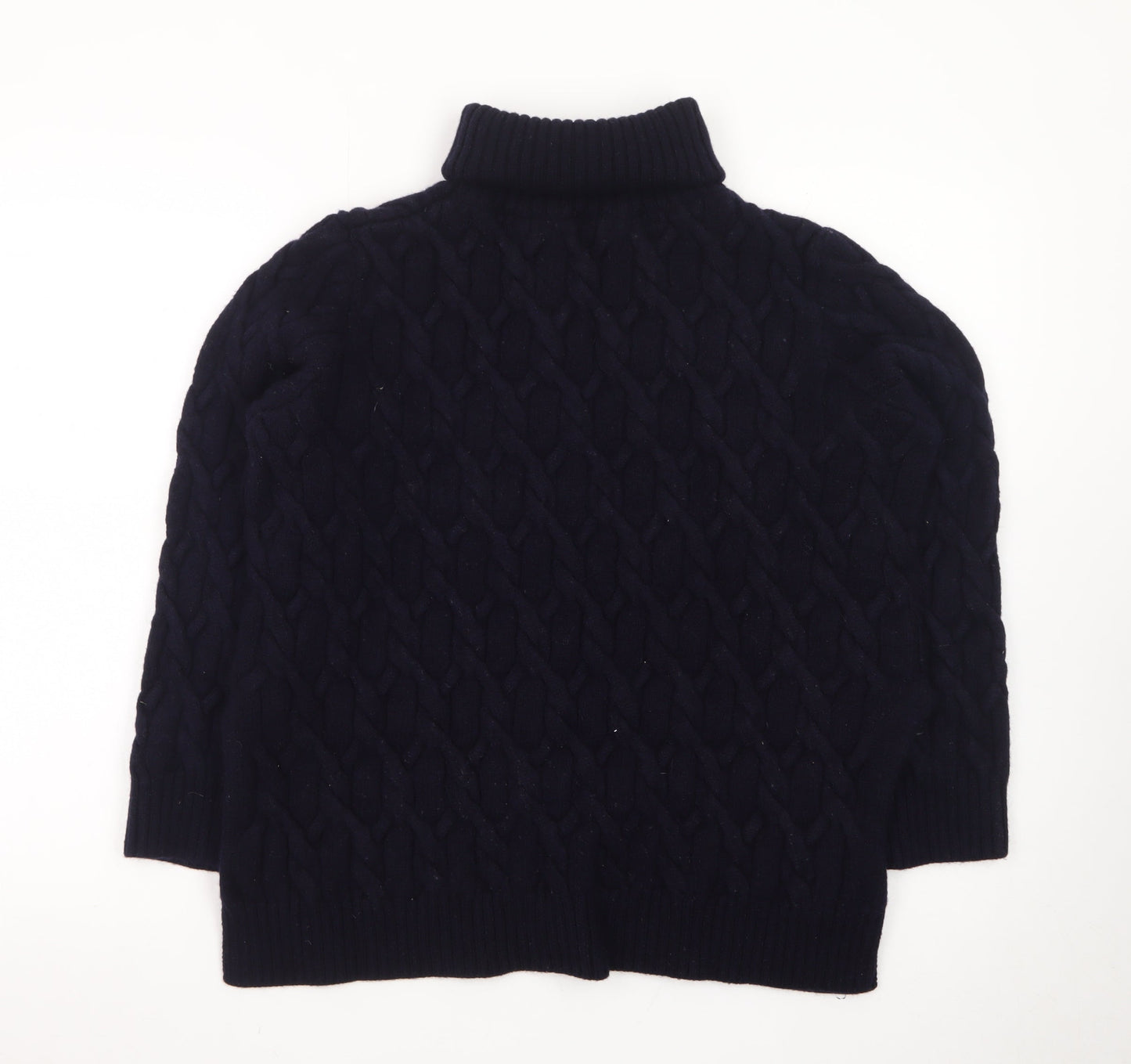 COS Women Black Wool Cable-Knit Roll Neck Jumper Size 12