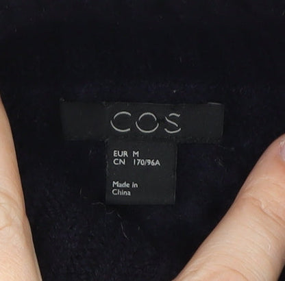COS Women Black Wool Cable-Knit Roll Neck Jumper Size 12