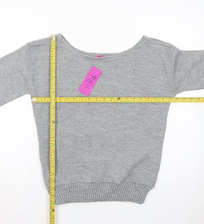 RMB Womens Grey Acrylic Knit Boat Neck Pullover Jumper Size M