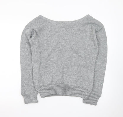 RMB Womens Grey Acrylic Knit Boat Neck Pullover Jumper Size M