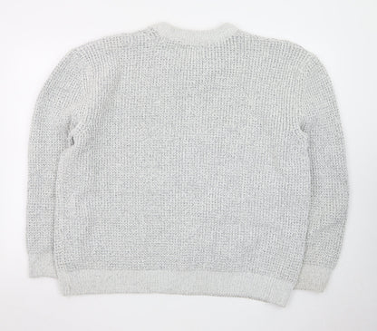 Next Men Grey Chunky Knit Crew Neck Pullover Jumper 2XL