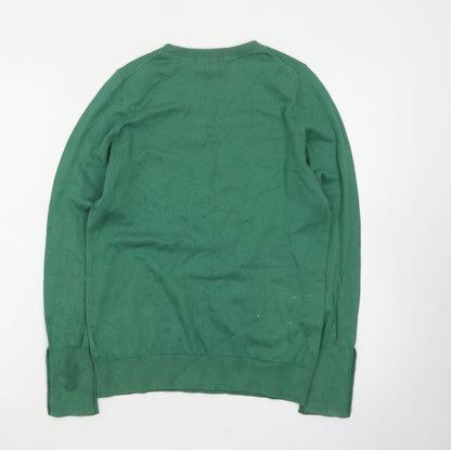 Boden Women Green Cotton Crew Neck Long Sleeve Jumper S