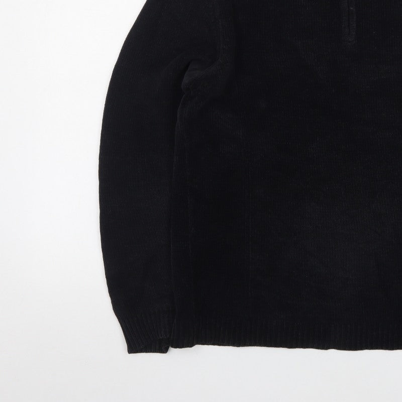 Boys of Europe Men's Black L 1/2 Zip Chunky Knit Jumper