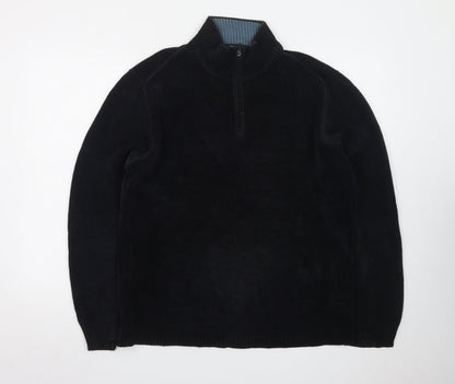Boys of Europe Men's Black L 1/2 Zip Chunky Knit Jumper