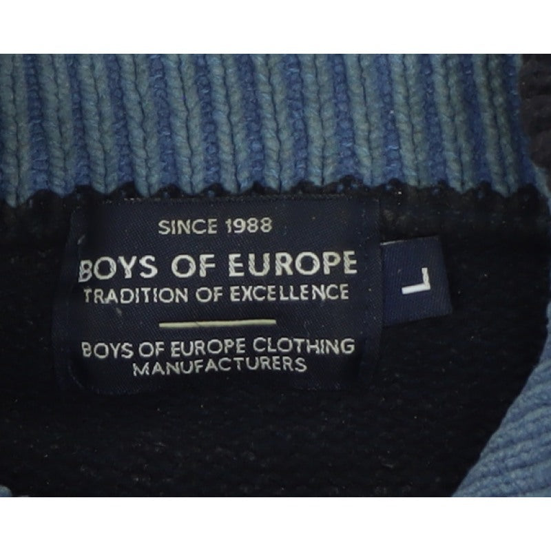 Boys of Europe Men's Black L 1/2 Zip Chunky Knit Jumper
